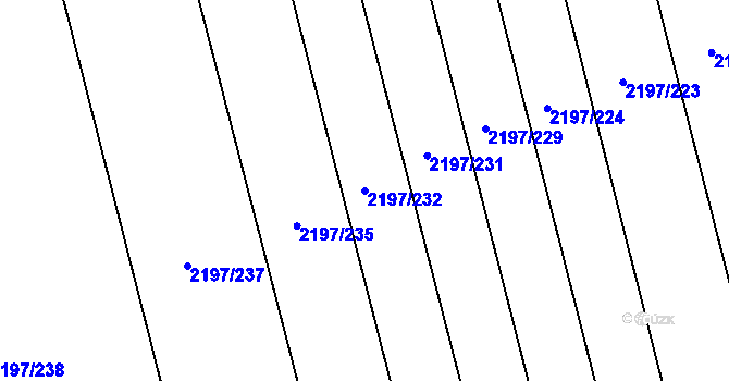 Parcela st. 2197/232 v KÚ Velká Bystřice, Katastrální mapa