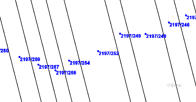 Parcela st. 2197/252 v KÚ Velká Bystřice, Katastrální mapa