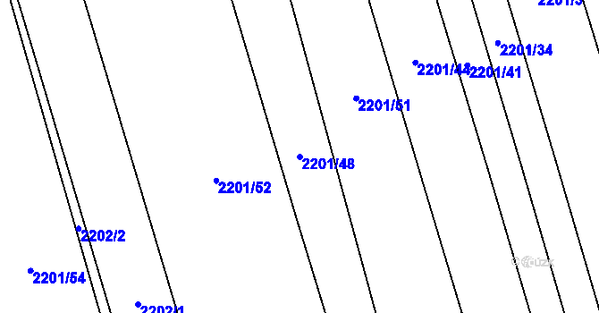 Parcela st. 2201/48 v KÚ Velká Bystřice, Katastrální mapa