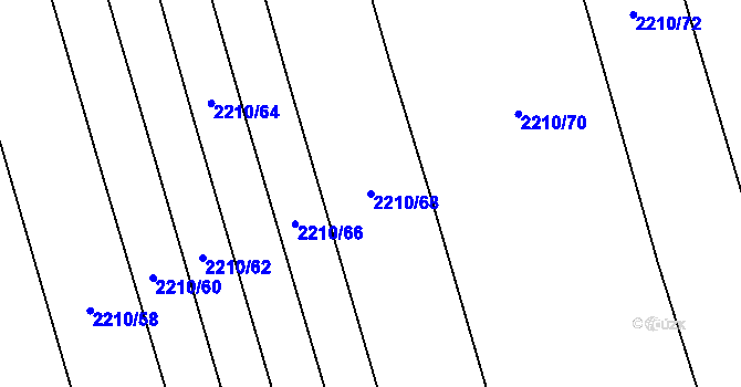 Parcela st. 2210/68 v KÚ Velká Bystřice, Katastrální mapa