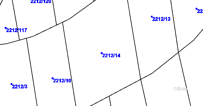 Parcela st. 2212/14 v KÚ Velká Bystřice, Katastrální mapa