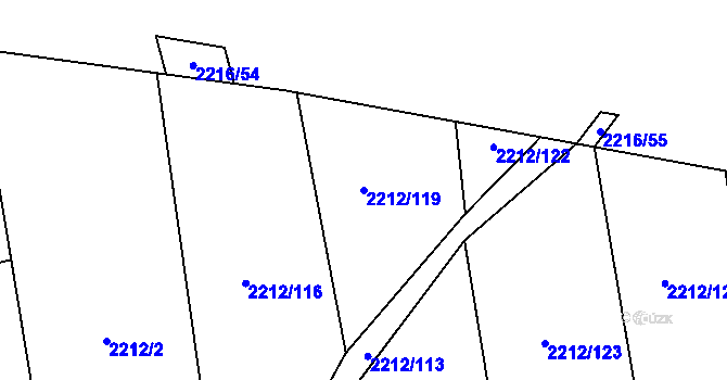 Parcela st. 2212/119 v KÚ Velká Bystřice, Katastrální mapa