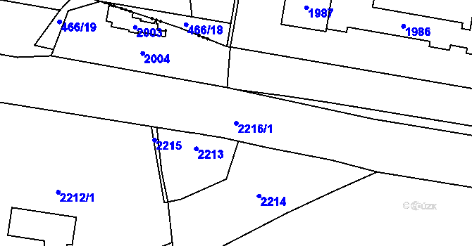 Parcela st. 2216/1 v KÚ Velká Bystřice, Katastrální mapa