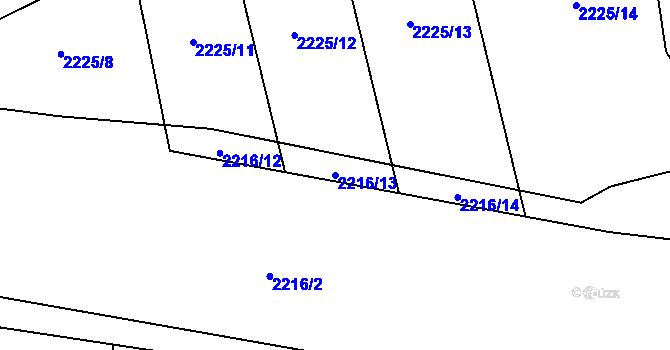 Parcela st. 2216/13 v KÚ Velká Bystřice, Katastrální mapa