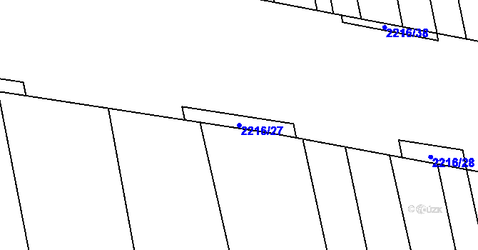 Parcela st. 2216/27 v KÚ Velká Bystřice, Katastrální mapa