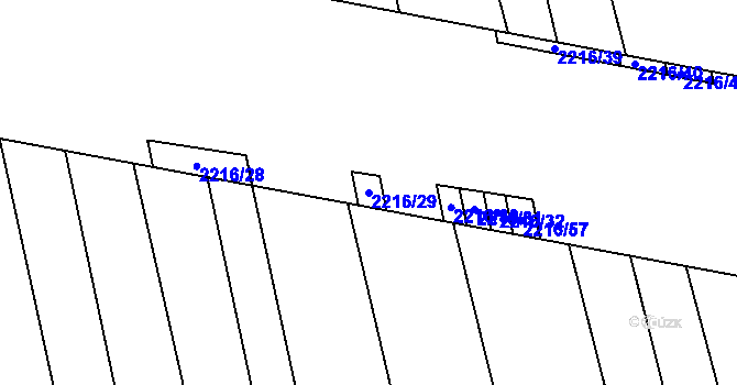 Parcela st. 2216/29 v KÚ Velká Bystřice, Katastrální mapa
