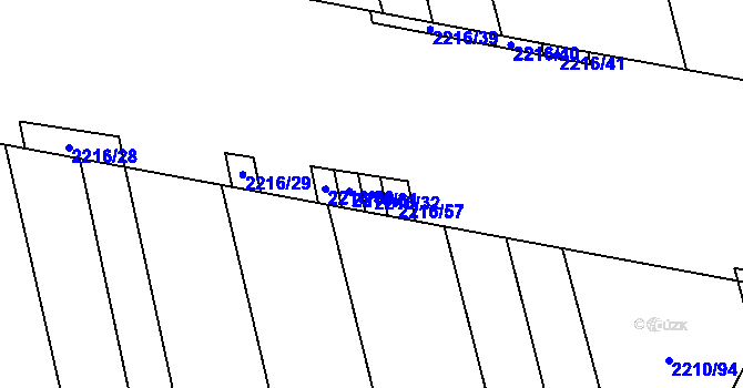Parcela st. 2216/32 v KÚ Velká Bystřice, Katastrální mapa