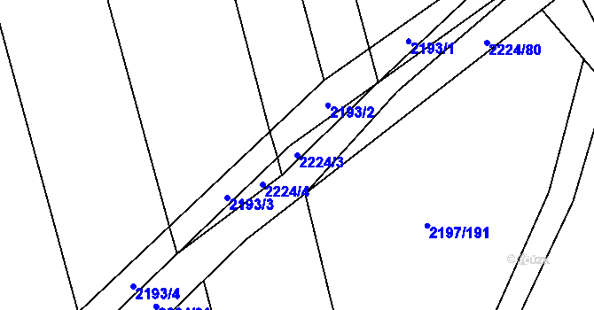 Parcela st. 2224/3 v KÚ Velká Bystřice, Katastrální mapa