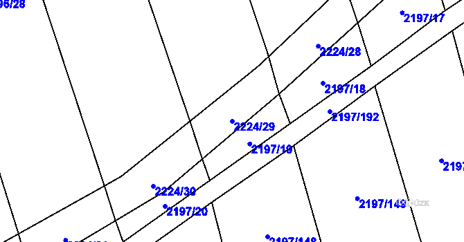 Parcela st. 2224/29 v KÚ Velká Bystřice, Katastrální mapa