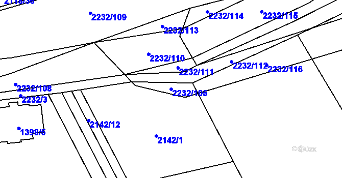 Parcela st. 2232/105 v KÚ Velká Bystřice, Katastrální mapa