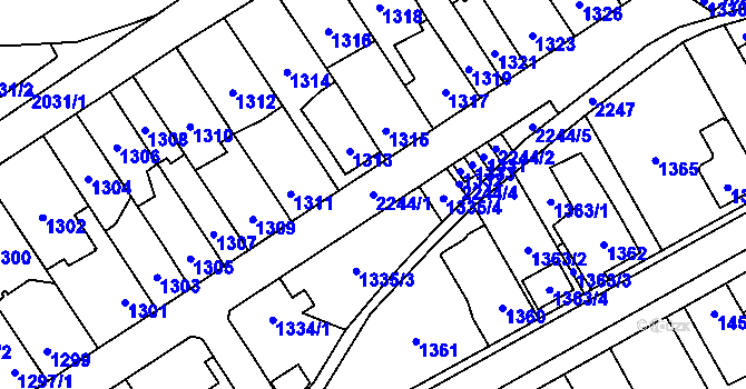 Parcela st. 2244/1 v KÚ Velká Bystřice, Katastrální mapa
