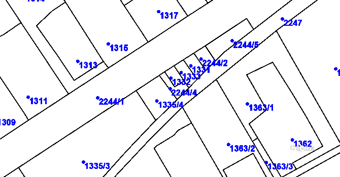 Parcela st. 2244/4 v KÚ Velká Bystřice, Katastrální mapa