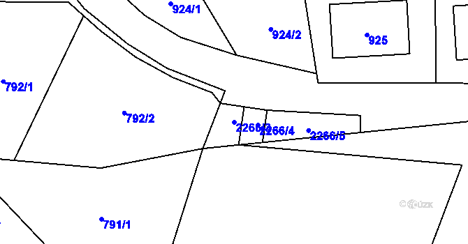 Parcela st. 2266/3 v KÚ Velká Bystřice, Katastrální mapa