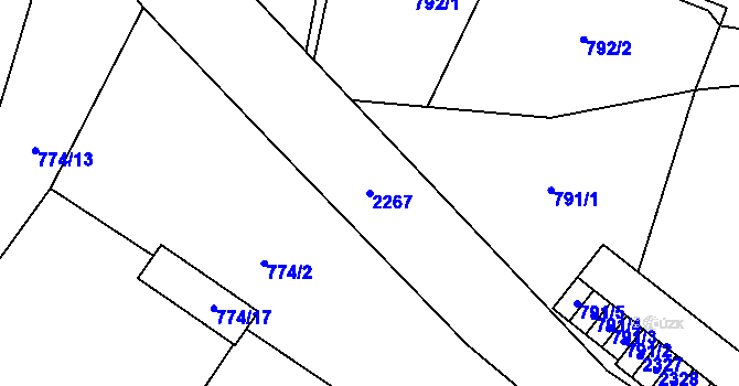 Parcela st. 2267 v KÚ Velká Bystřice, Katastrální mapa