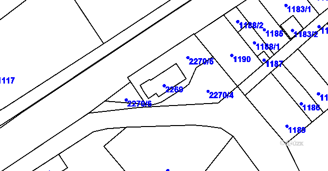 Parcela st. 2269 v KÚ Velká Bystřice, Katastrální mapa