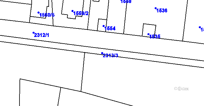 Parcela st. 2313/3 v KÚ Velká Bystřice, Katastrální mapa
