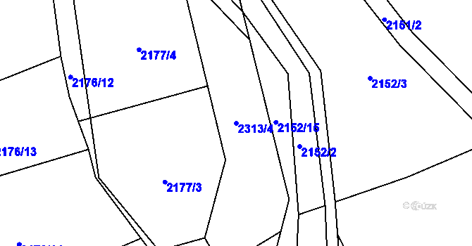 Parcela st. 2313/4 v KÚ Velká Bystřice, Katastrální mapa