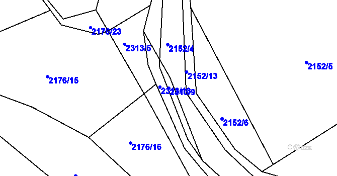 Parcela st. 2313/9 v KÚ Velká Bystřice, Katastrální mapa