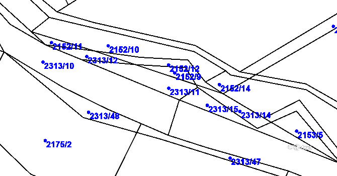 Parcela st. 2313/11 v KÚ Velká Bystřice, Katastrální mapa