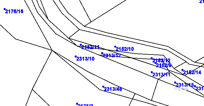 Parcela st. 2313/12 v KÚ Velká Bystřice, Katastrální mapa