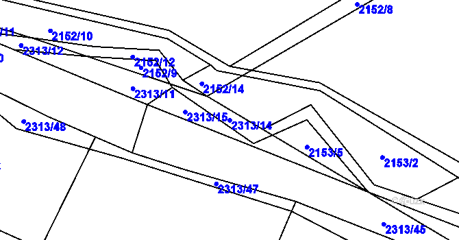 Parcela st. 2313/14 v KÚ Velká Bystřice, Katastrální mapa