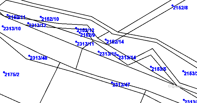 Parcela st. 2313/15 v KÚ Velká Bystřice, Katastrální mapa