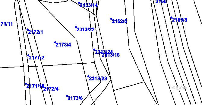 Parcela st. 2313/18 v KÚ Velká Bystřice, Katastrální mapa