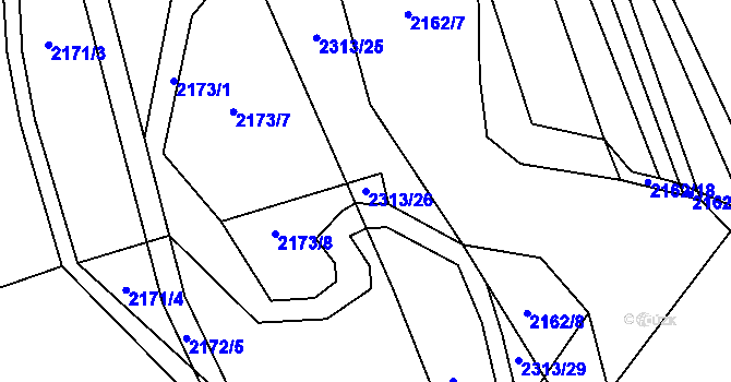 Parcela st. 2313/26 v KÚ Velká Bystřice, Katastrální mapa