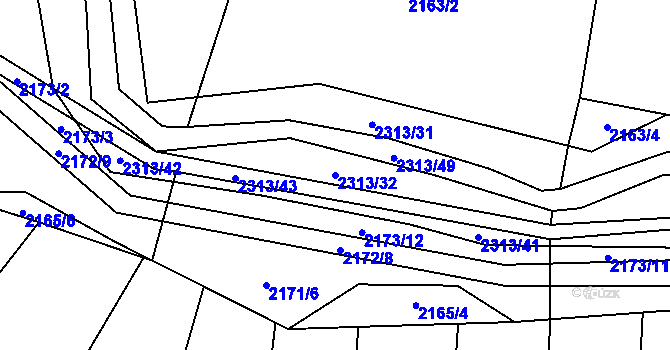 Parcela st. 2313/32 v KÚ Velká Bystřice, Katastrální mapa