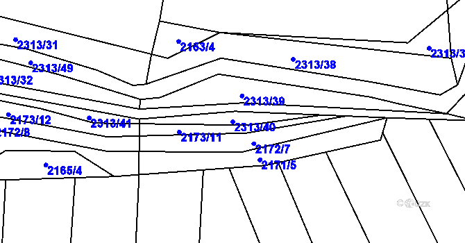 Parcela st. 2313/40 v KÚ Velká Bystřice, Katastrální mapa