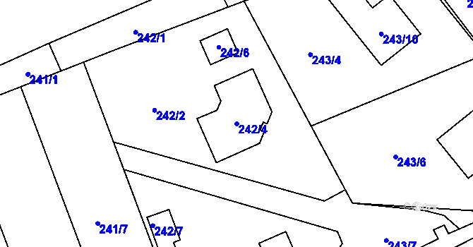 Parcela st. 242/4 v KÚ Velká Bystřice, Katastrální mapa