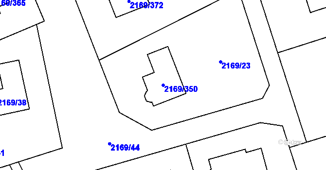 Parcela st. 2169/350 v KÚ Velká Bystřice, Katastrální mapa