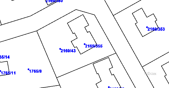 Parcela st. 2169/355 v KÚ Velká Bystřice, Katastrální mapa