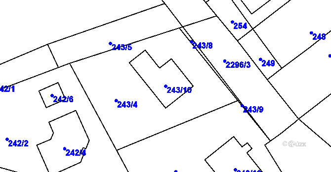 Parcela st. 243/10 v KÚ Velká Bystřice, Katastrální mapa