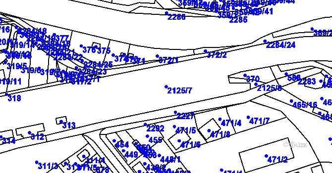Parcela st. 2125/7 v KÚ Velká Bystřice, Katastrální mapa