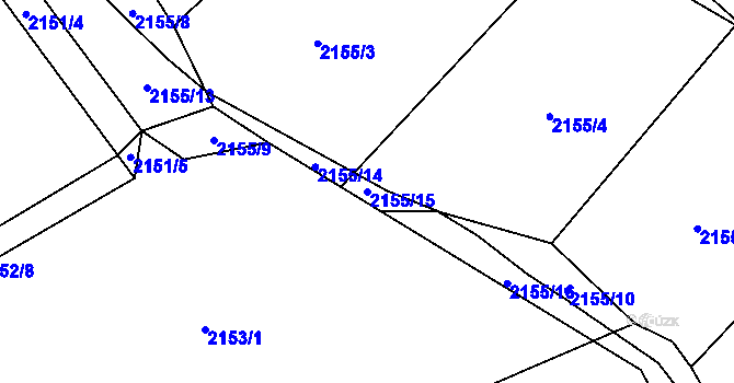 Parcela st. 2155/15 v KÚ Velká Bystřice, Katastrální mapa