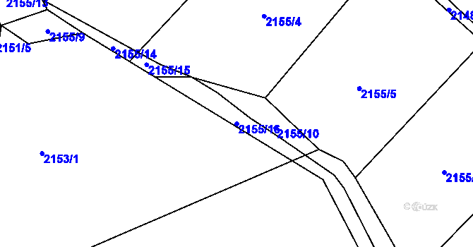 Parcela st. 2155/16 v KÚ Velká Bystřice, Katastrální mapa