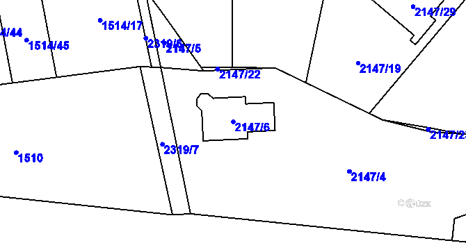 Parcela st. 2147/6 v KÚ Velká Bystřice, Katastrální mapa