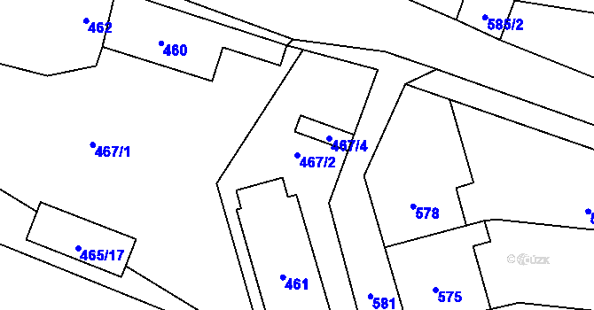 Parcela st. 467/2 v KÚ Velká Bystřice, Katastrální mapa
