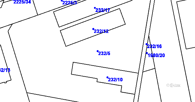 Parcela st. 232/5 v KÚ Velká Bystřice, Katastrální mapa