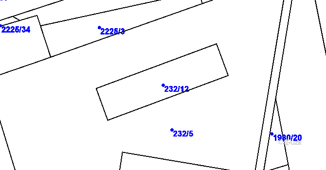Parcela st. 232/12 v KÚ Velká Bystřice, Katastrální mapa