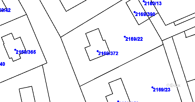 Parcela st. 2169/372 v KÚ Velká Bystřice, Katastrální mapa