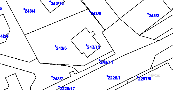 Parcela st. 243/12 v KÚ Velká Bystřice, Katastrální mapa