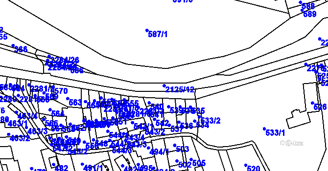 Parcela st. 2125/12 v KÚ Velká Bystřice, Katastrální mapa