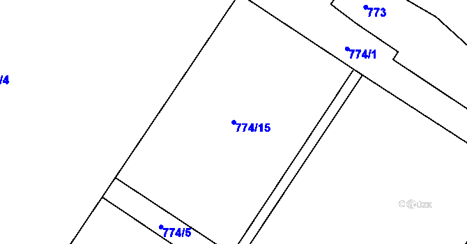 Parcela st. 774/15 v KÚ Velká Bystřice, Katastrální mapa