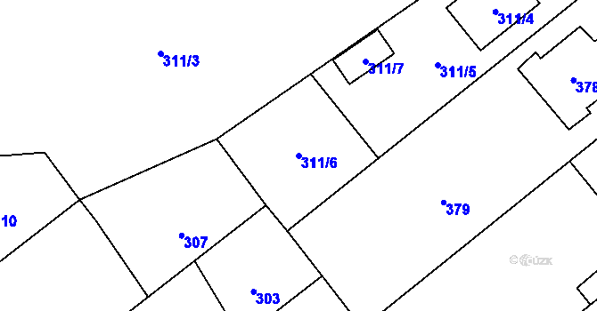 Parcela st. 311/6 v KÚ Velká Bystřice, Katastrální mapa
