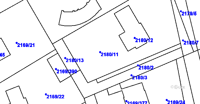 Parcela st. 2180/11 v KÚ Velká Bystřice, Katastrální mapa