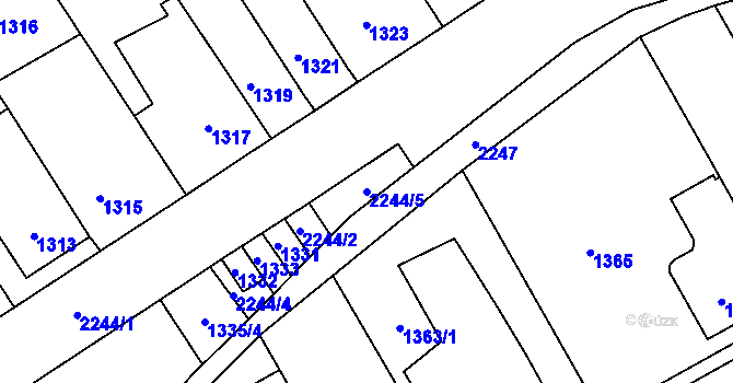 Parcela st. 2244/5 v KÚ Velká Bystřice, Katastrální mapa