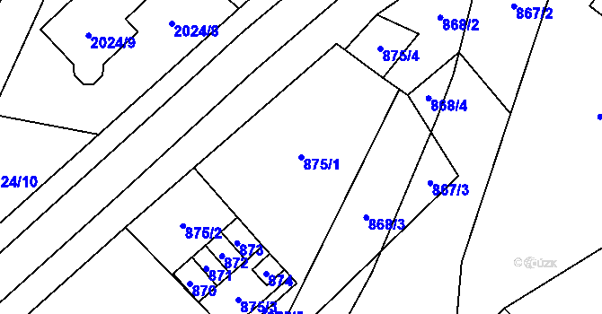 Parcela st. 875/1 v KÚ Velká Bystřice, Katastrální mapa