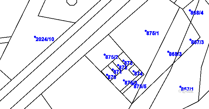 Parcela st. 875/2 v KÚ Velká Bystřice, Katastrální mapa
